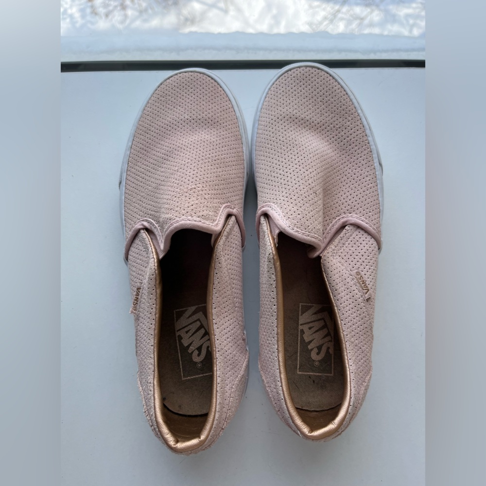 Pink slip-on vans, women’s size 8.5